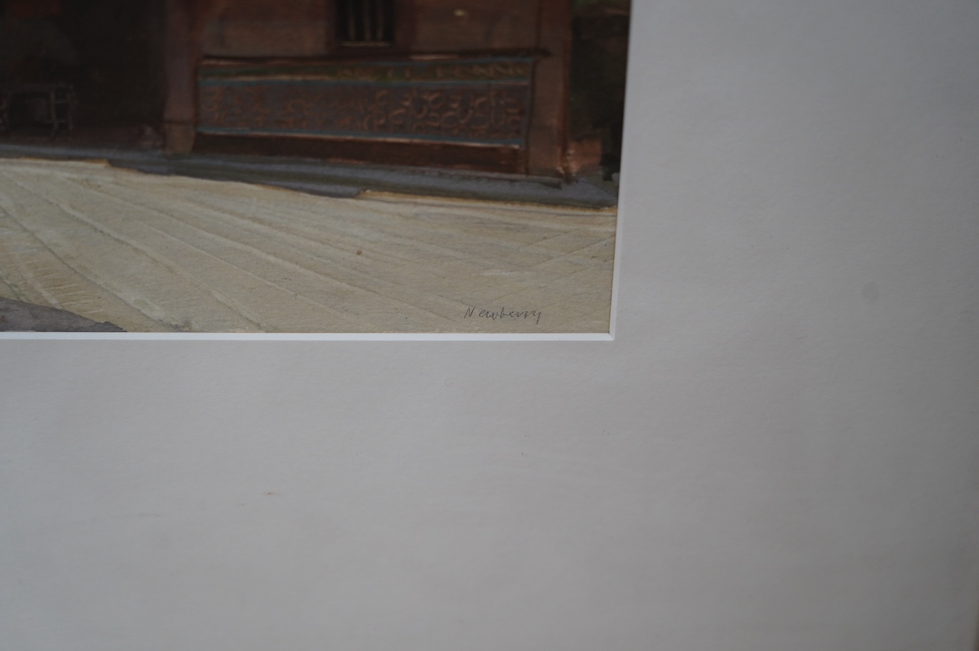 John Newberry ARWS (b.1934), watercolour, 'Interior, Thian Hock Keng Temple, Singapore', signed, details verso, 22 x 30cm. Condition - good